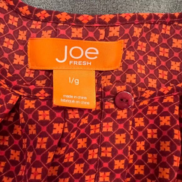 Joe Fresh Red White Blouse Top Size Large - Picture 3 of 10